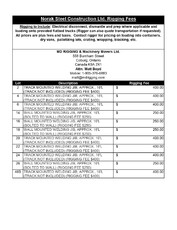 Exclusive Rigging Fees Exclusive Rigging Fees